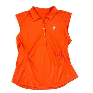 EP SPORT Gold Snaps Golf Polo Top Women's SIZE X-LARGE XL Coral Tennis Shirt